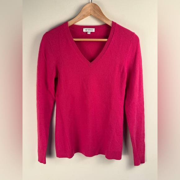 Kinross Cashmere Women’a Pink V-Neck Sweater Size Small FLAW - Picture 1 of 10